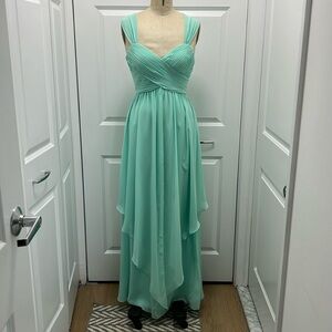 Eliza J Tucked Bodice Handkerchief Chiffon Gown.